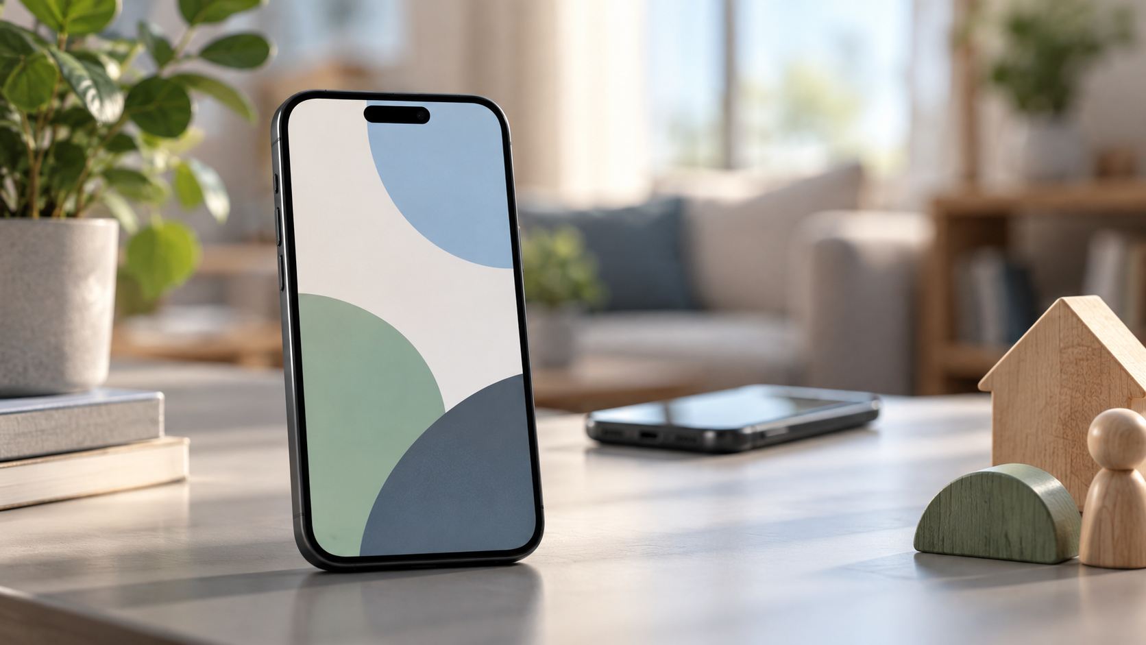 Ilustração de celular genérico em ambiente doméstico para representar controles de uso de redes sociais